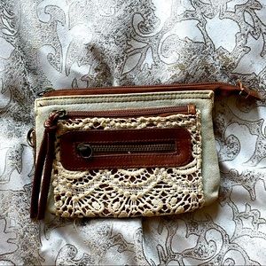 Boho denim wallet with lace